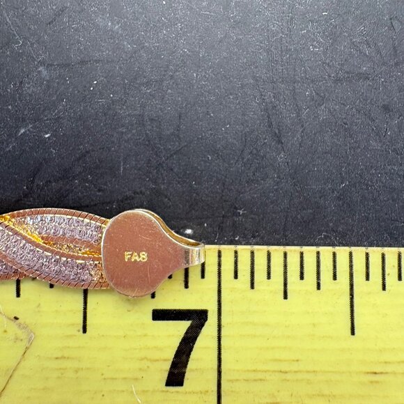 Sterling Silver Two Tone Flattened Twist Herringbone Bracelet Size 7'' Length - Picture 9 of 10